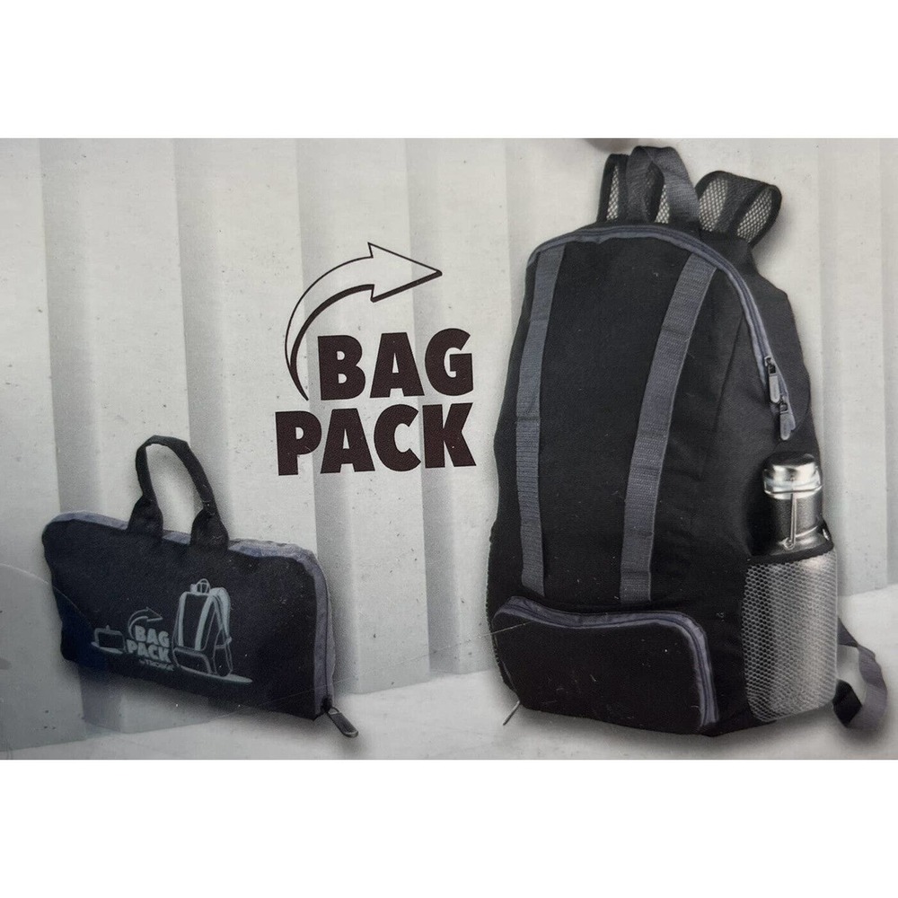 NWT Troika Black Foldable Compact Backpack